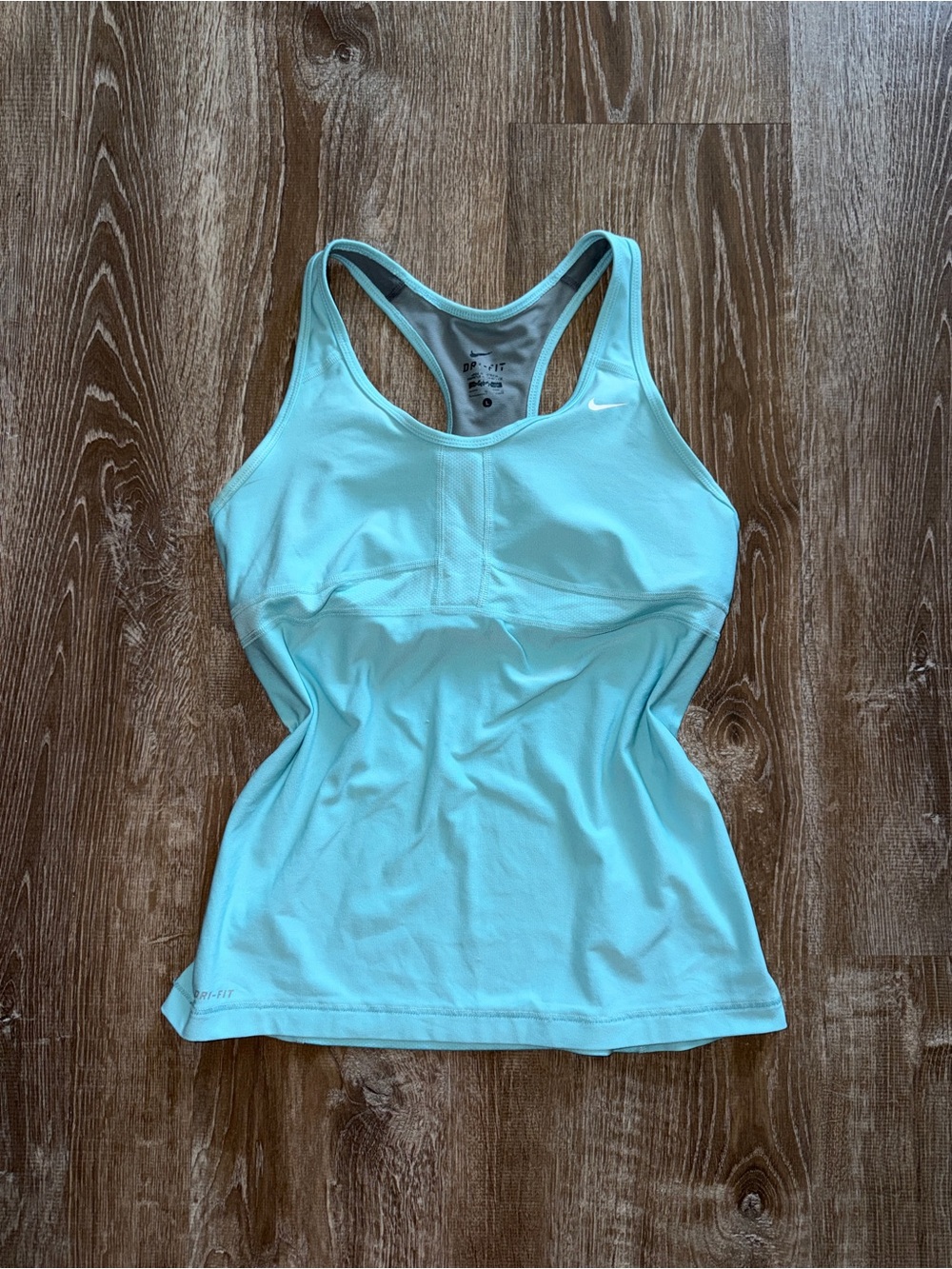 Vintage Y2K Nike Women's Aqua Racerback Tank with Built-In Support